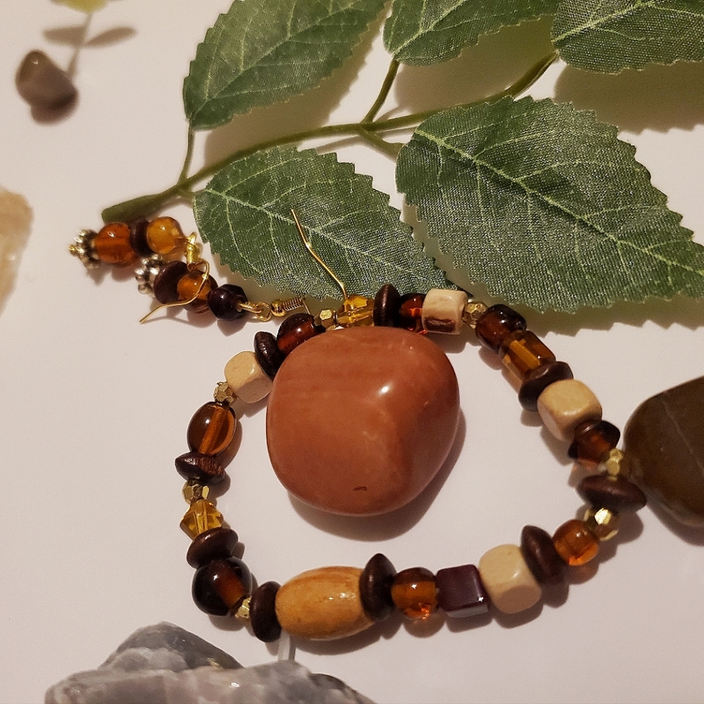 Handmade Brown Beaded Jewelery Set